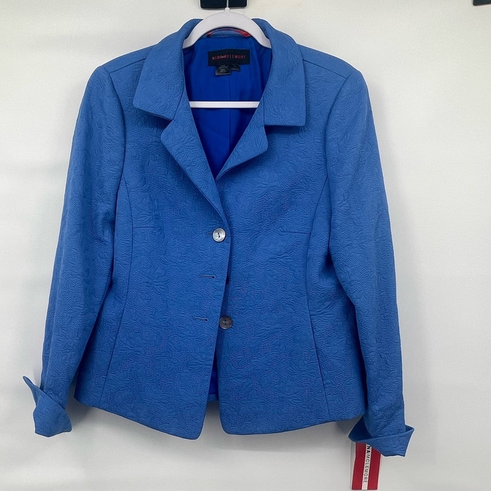 Nina Mclemore nwt pearl blue floral embroidered jacket